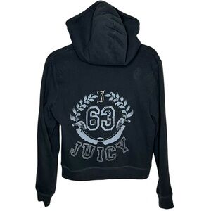 Juicy Couture Y2K 63 Cropped Zip Hoodie Charcoal Grey Medium USA Made